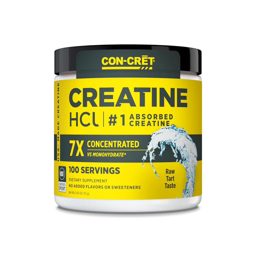 Buy now CON-CRET Creatine HCl Powder | Muscle, Cognitive, Cellular Energy Support | No Bloating or Cramps | USA Made & NSF Certified | Lemon Lime (64 Serving) at indiglob india