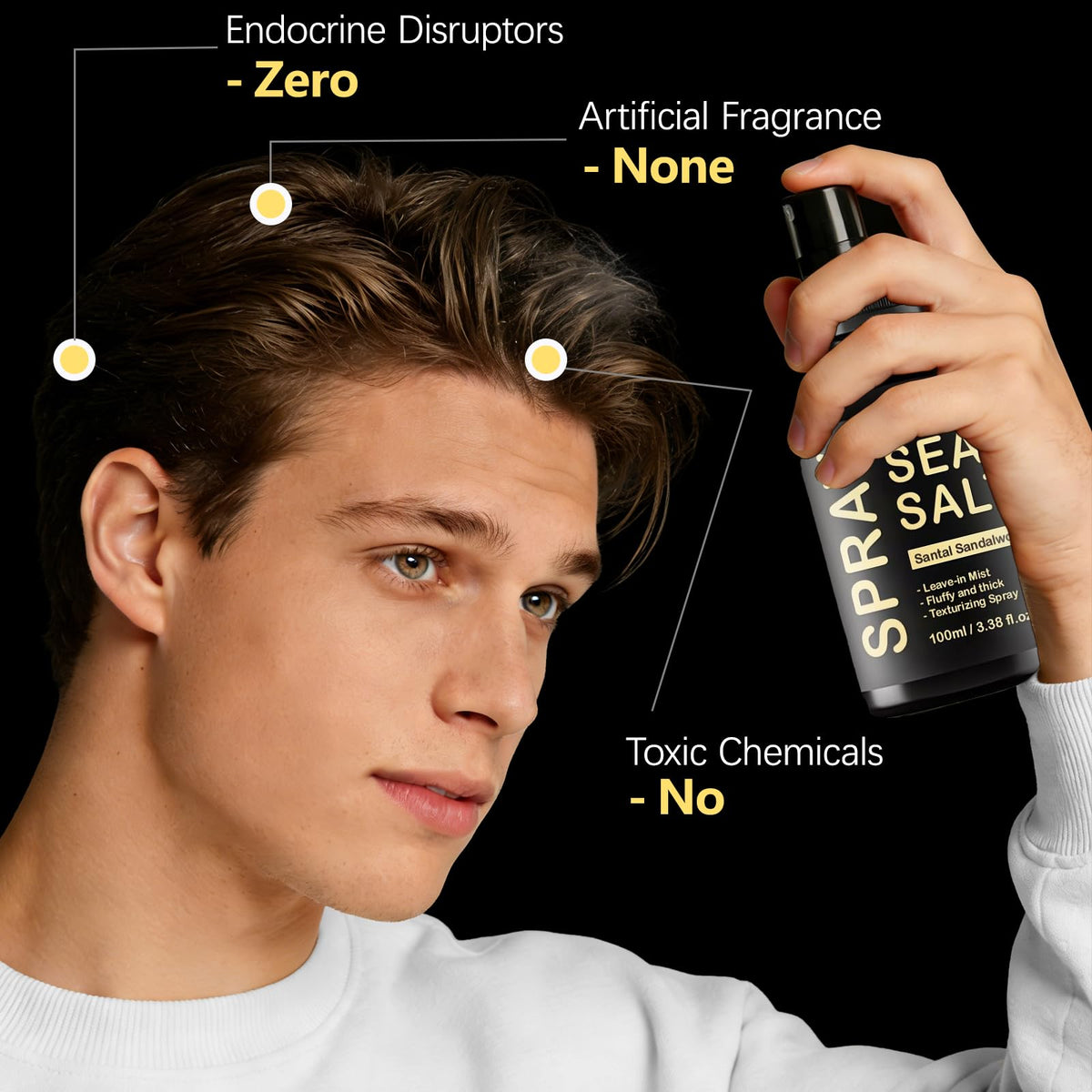 Sea Salt Spray for Men Volumizes & Texturizes & Lifts Keratin Sea Salt Spray for Hair Natural Curls and Waves Hair Light & Non-Greasy 3.38 fl oz