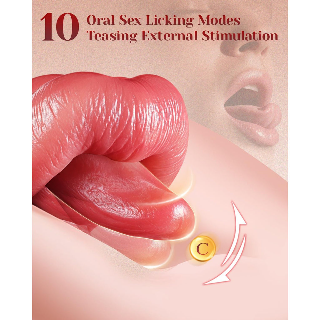 Realistic Thrusting Dildo Vibrator with Tongue Motion, Heat, Soft Silicone