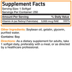 Bronson Vitamin A 10,000 IU Healthy Vision and Immune Support, 250 Softgels | Vitamin A Palmitate, Once-Daily Rapid Release, Skin, Growth & Reproduction Support, Non-GMO