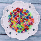 1000 Pcs Letter Beads Acrylic Cube Beads Alphabet Bead Number Bead with Elastic String for Jewelry Making