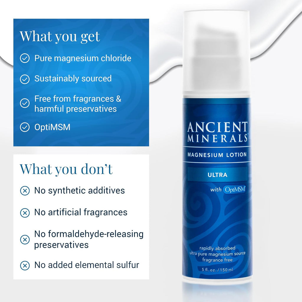Buy now Ancient Minerals Magnesium Lotion Ultra with MSM Pure Genuine Zechstein Magnesium Lotion for Topical Application (5oz) at indiglob india