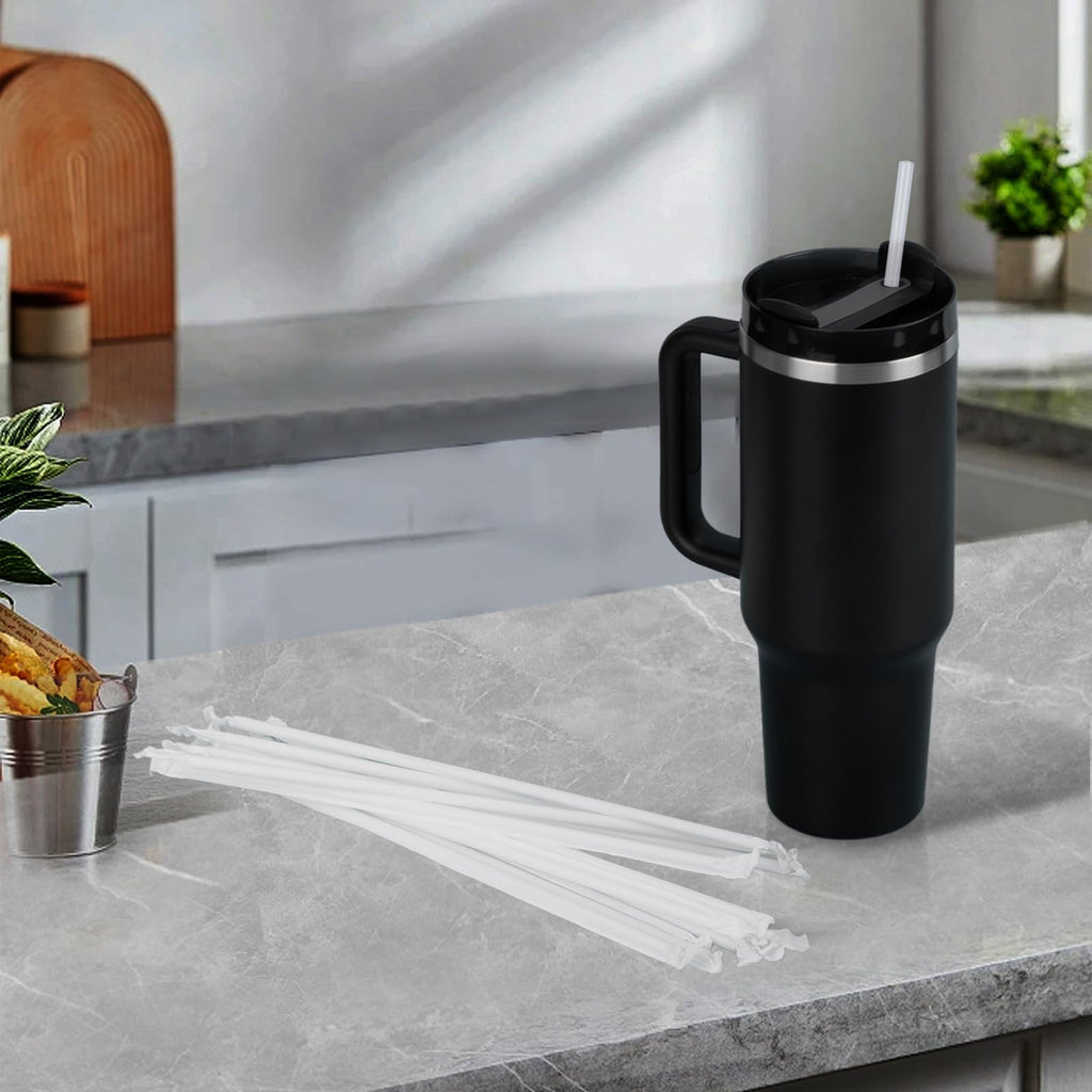 100PCS Disposable Straws for 40 OZ Tumbler, Extra Long Straws Disposable for Stanley Cup 30 Oz 40 Oz Tumbler, Straws Individually Wrapped