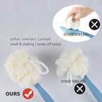 Shower Body Brush Bristles & Mesh Loofah Sponge,Curved Handle Back Scrubber | Long Handle Bath Brush with Mesh Sponge for Skin Exfoliating,Massage Bristles Suitable for Wet or Dry,Men & Women(Blue)