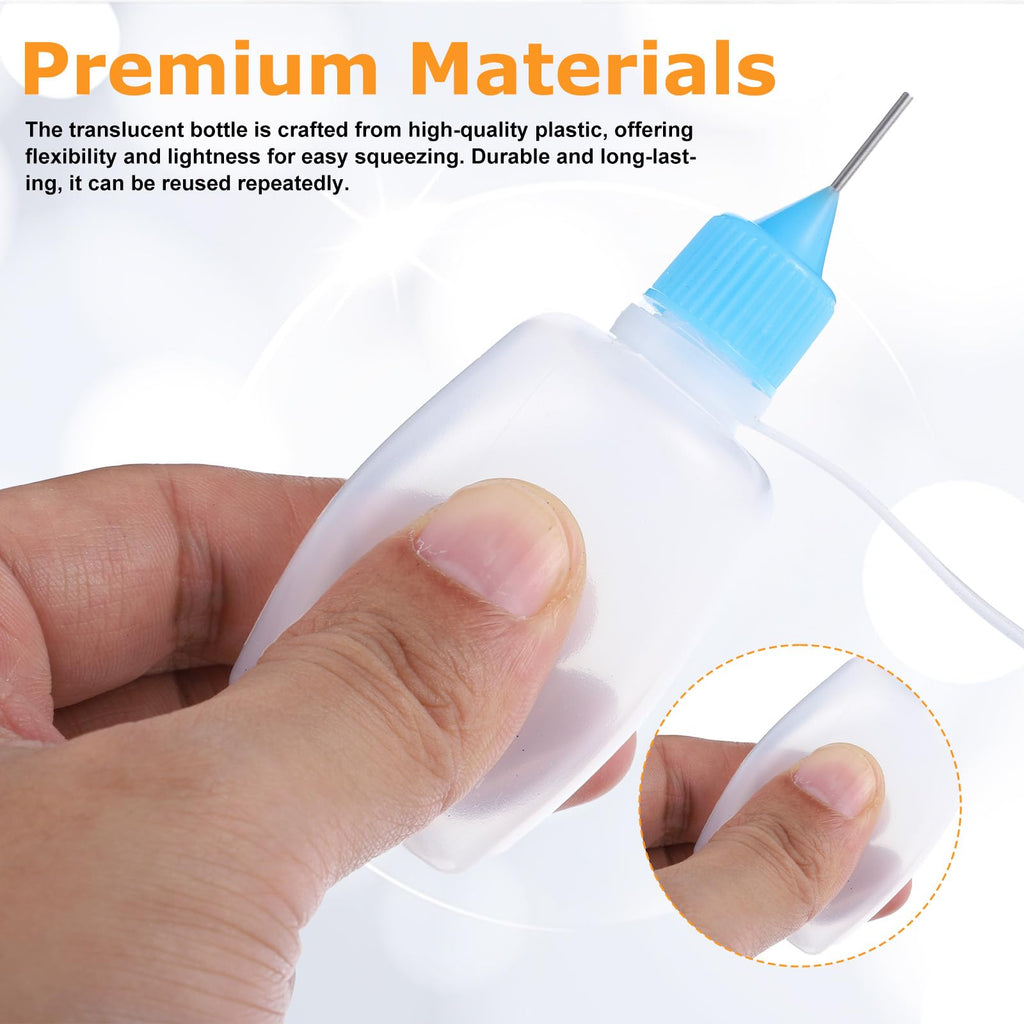 4Pcs Precision Tip Applicator Bottle with 2 Funnel Multicolor Lids, 30ML/1 OZ Needle Tip Glue Bottles, Glue Dispenser for DIY Quilling Paper Craft Painting
