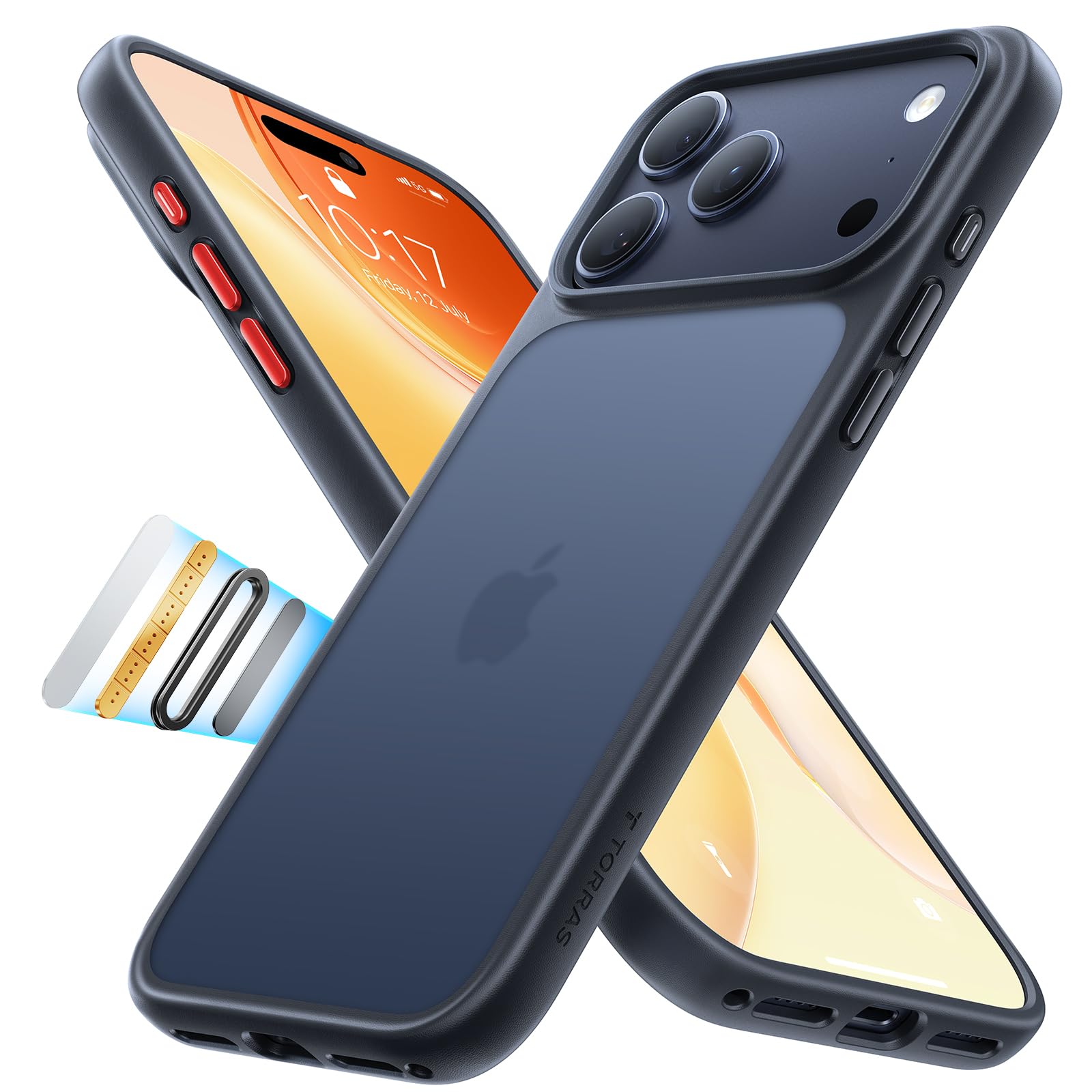 Buy now TORRAS Tough Shockproof for iPhone 13 Pro Case, [Military-Grade Drop Tested] Ultra-Durable Matte Hard PC Back with Soft Silicone Edge Slim Protective for iPhone 13 Pro Phone Case,Translucent Black iPhone 17 Pro Max 6.9" Black at indiglob india