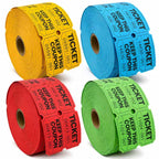 XXINMOH 4000 Pairs Double Raffle Tickets – 4 Assorted Colors (Pink, Blue, Red, Purple) – 1000 Pairs per Roll for Carnival, Fundraiser, Party, Event, Classroom, Lottery Drawing Prize Tickets for Raffle
