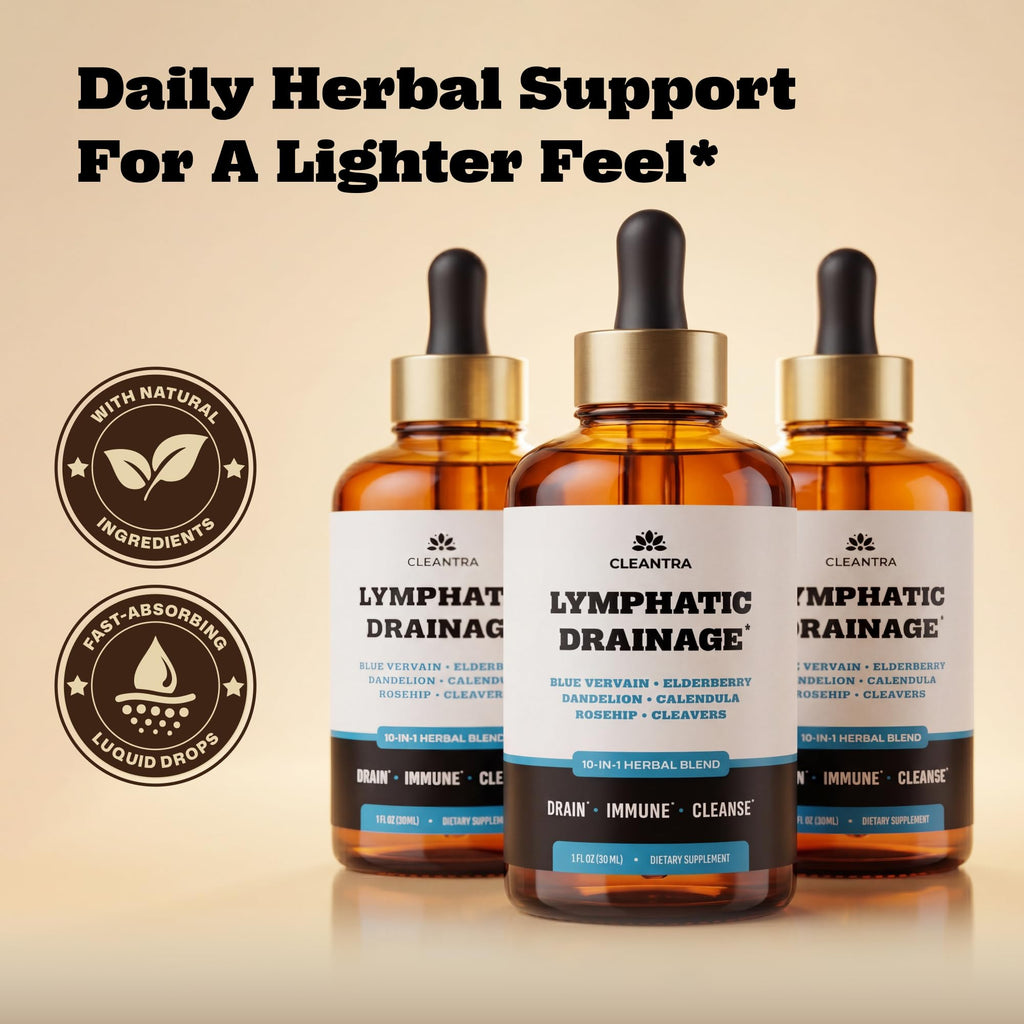 Lymphatic Drainage Support Drops - 10-in-1 Herbal Supplement Blend Complex | with Burdock, Dandelion, Elderberry - 2 fl oz