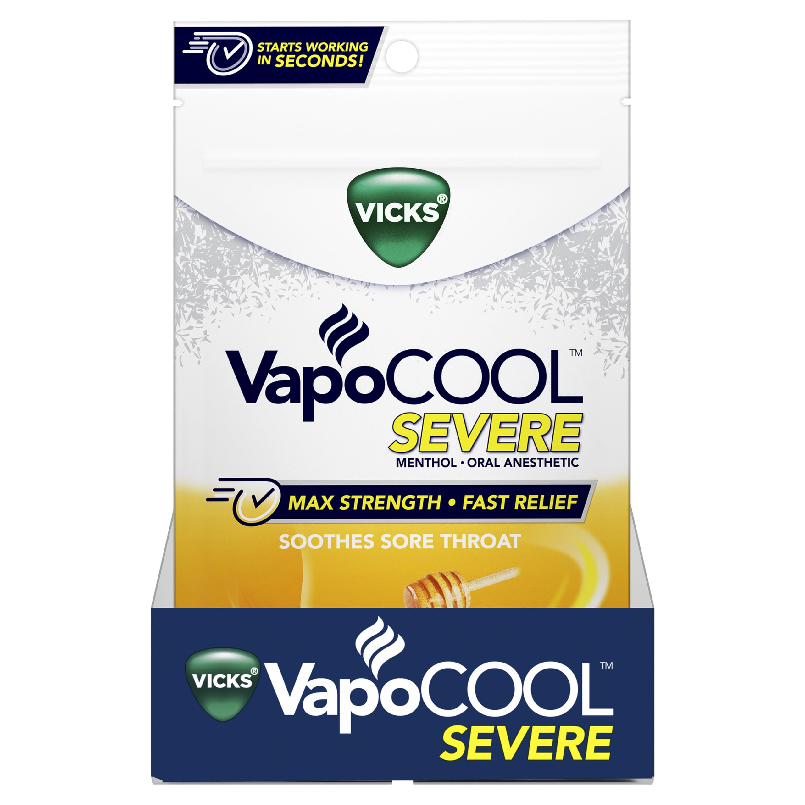 Buy now Vicks VapoCOOL SEVERE Medicated Sore Throat Drops, Fast-Acting Max Strength Relief, Soothes Sore Throat Caused by Cough, Powerful Vicks Vapors, Menthol, Honey Lemon Chill, 225 Total (5 Packs of 45) at indiglob india