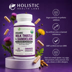 Max Absorption USDA Organic Milk Thistle Potent 5:1 Concentrated Extract (2000mg Strength) & Organic Dandelion Root | Silymarin Antioxidant Flavonoid | Liver Support Supplement (60 Count (Pack of 1))