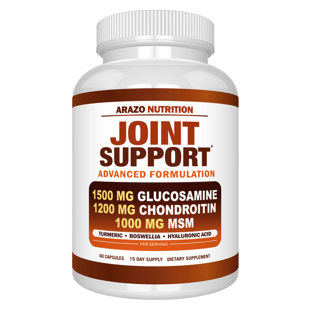 Arazo Nutrition Glucosamine Chondroitin Turmeric Msm Boswellia - Joint Support Supplement for Relief for Bones, Back, Knees, Hands (180 Tablets)