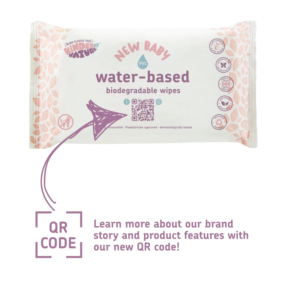 Kinder by Nature Water-Based Baby Wipes - 672 Count (12 packs of 56) -Unscented and Hypoallergenic - 99% water - 100% biodegradable - Plastic-Free Baby Wipes
