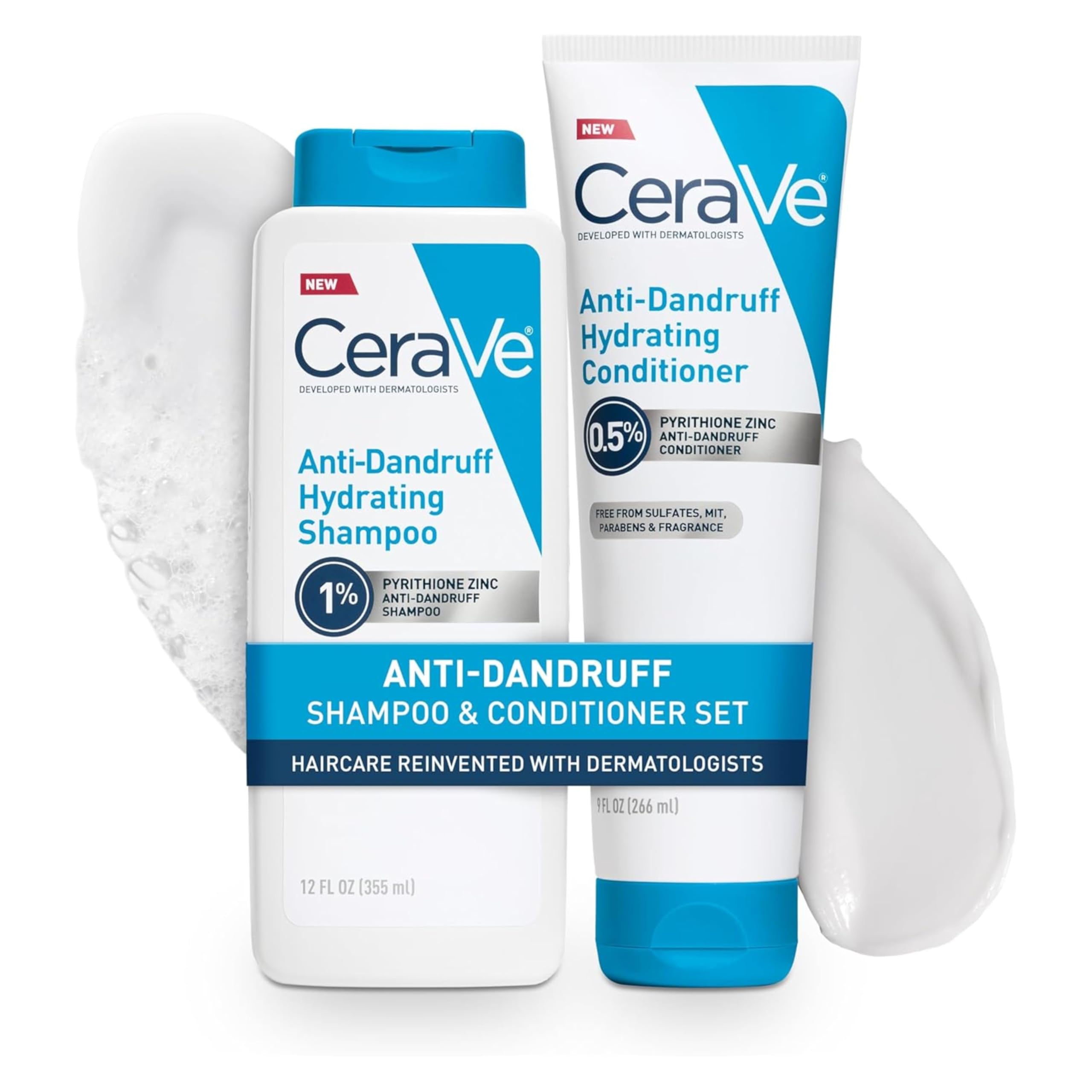 CeraVe Hydrating Anti Dandruff Shampoo, Itchy Scalp Treatment, 12oz | Helps Eliminate Flakes with 1% Pyrithione Zinc, Hyaluronic Acid, Niacinamide and Ceramides In A Sulfate Free Formula