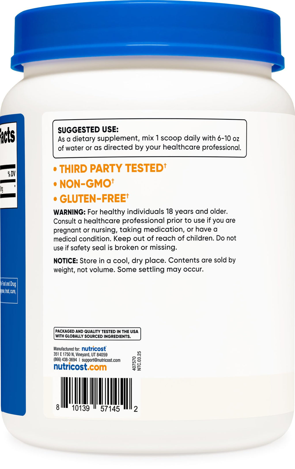 Nutricost L-Lysine Powder 1KG (2.2lbs) Pure L-Lysine, Gluten-Free, GMO-Free