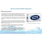 (PACK OF 3 BARS) Zote WHITE Laundry Bar Soap, with Even MORE Whitening Power & Satin Remover. Light Fresh Scent! Safe for delicate clothes! (3 Bars, 14.1oz Each Bar)