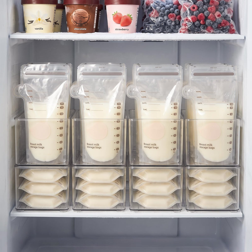 Hudgan 4 Pack Breastmilk Storage Containers,Fridge Freezer Organizer Bins