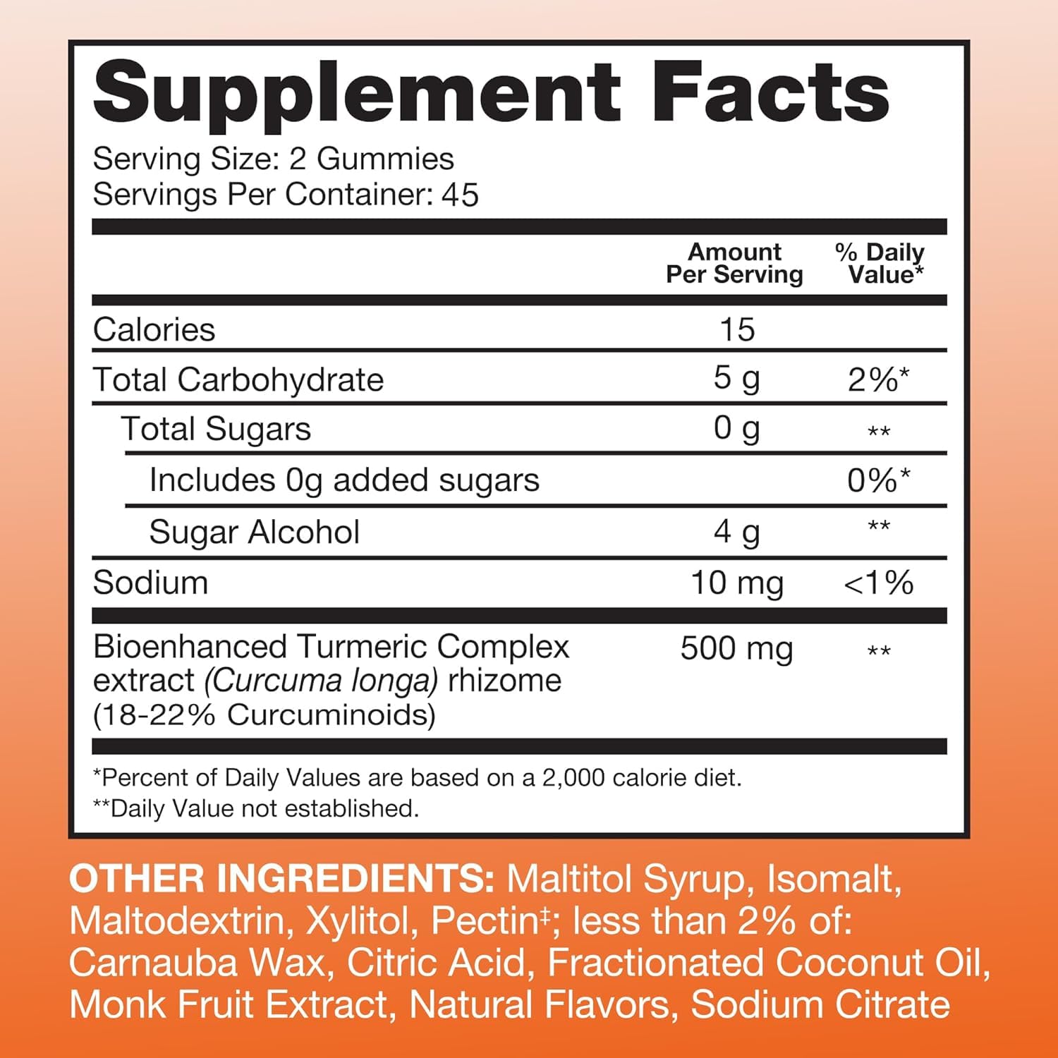 Qunol Zero Sugar Turmeric Gummies 500mg, Ultra High Absorption Gummy, 90 ct | Gluten Free Supplement that Supports Joint Health and a Healthy Inflammation Response, Great Tasting Tangerine Flavor