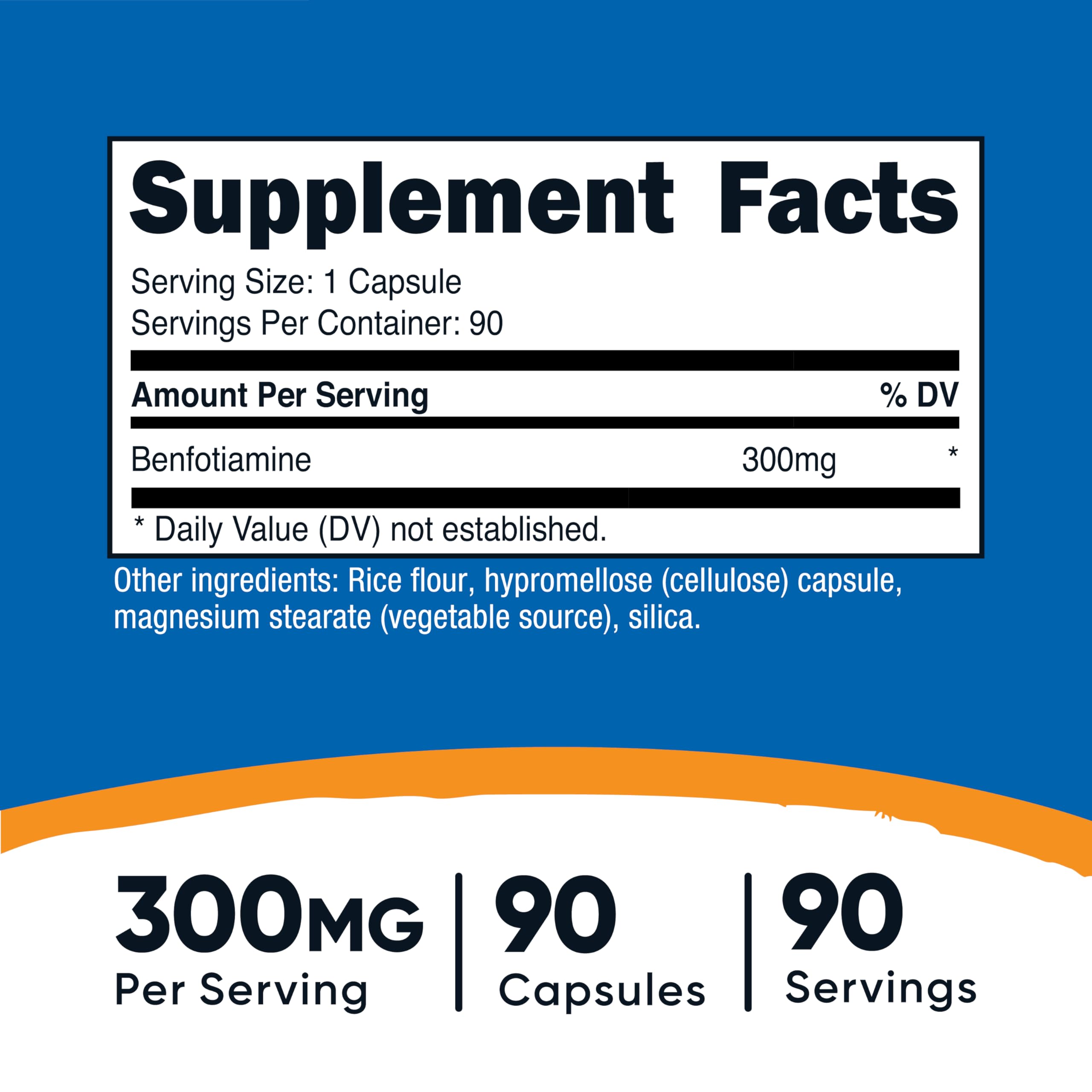 Nutricost Benfotiamine 300mg, 90 Capsules, Fat Soluble Vitamin B1, GMO-Free | Gluten Free, Vegetarian Friendly