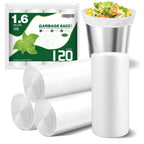 120 Counts 1.6 Gallon Small Trash Bags, Mini Garbage Bags, Fit 1.2-2 Gal, 4.5-8 Liter, Bathroom White Trash Can Bin Liners for Home Office Bathroom Bedroom
