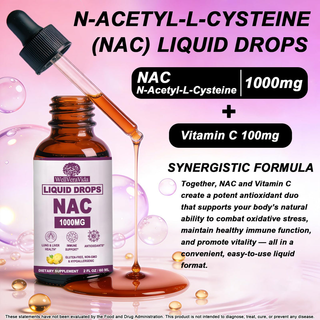 NAC Supplement N-Acetyl Cysteine 1000mg, Fast Absorb Liposomal Nac Drops