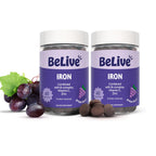 BeLive Iron Gummies, Multivitamin Supplement, Blood Oxygen Support, 120 Ct | With Vitamin C, B Complex, Folate, and Zinc for Women, Men & Kids for Growth and Development, Grape Flavor