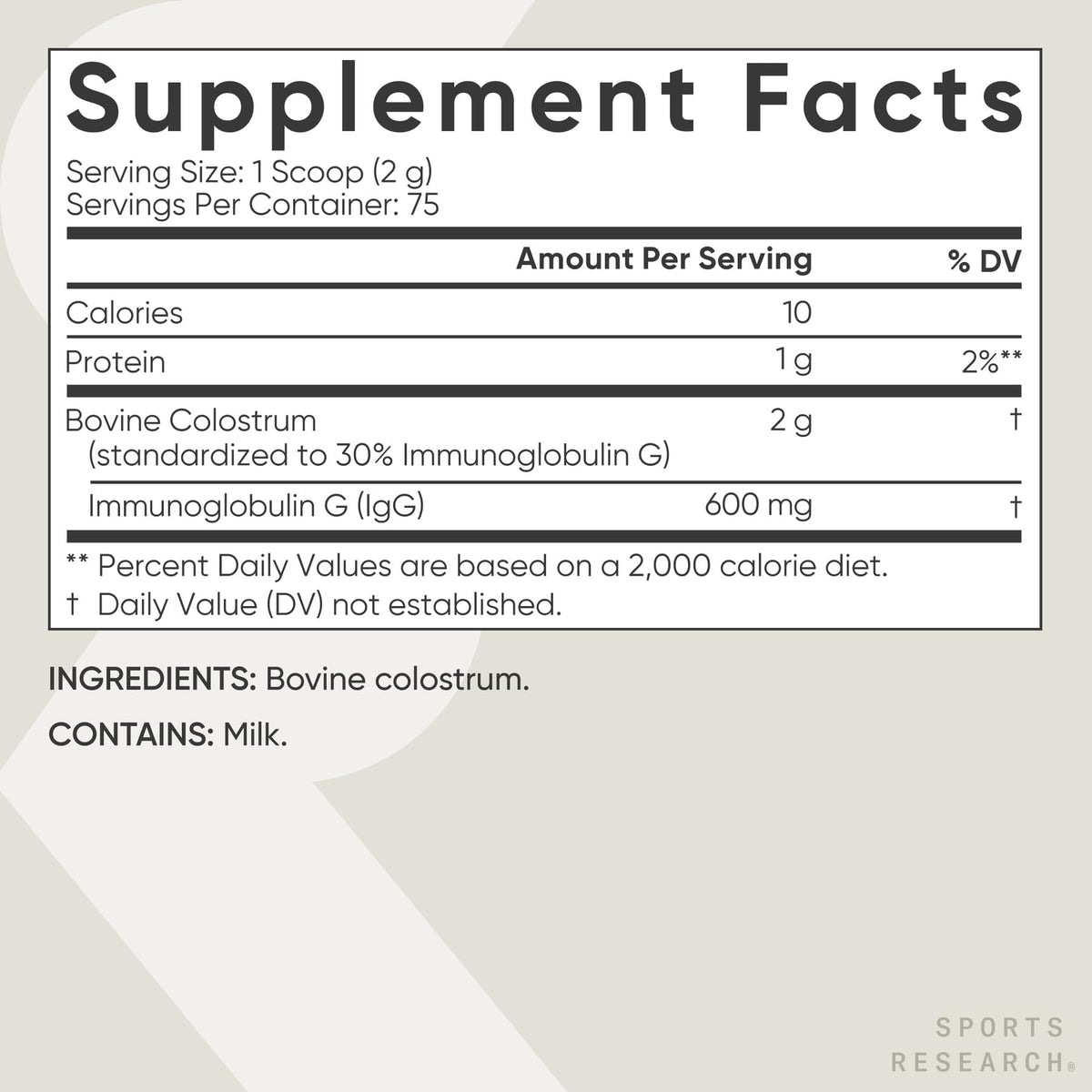 Sports Research® Bovine Colostrum Powder | Immune & Gut Health Support