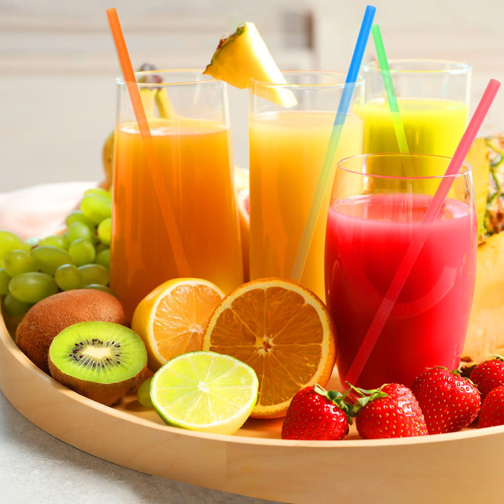 100 Pcs Colorful Plastic Straws, Disposable Drinking Straws, 8.26" Long and 0.23'' Diameter
