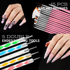 Teenitor Nail Charms and Nail Art Tools Set, Nail Art Kit with 5 Boxes of 3D Nail Charms and Gems Rhinestones, 15 Pcs Nail Art Brushes, 5 Pcs Nail Dotting Tools, 2 Set of Nail Stand