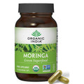ORGANIC INDIA Moringa Herbal Supplement - Green Superfood, Nutrient Dense, Pure Plant Protein, Vitamin A, E, K, Iron, Calcium, Fiber, Vegan, Gluten-Free, USDA Certified Organic - 90 Capsules