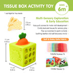 hahaland Silicone Baby Tissue Box Toy - Montessori Baby Toys 6-12 Months