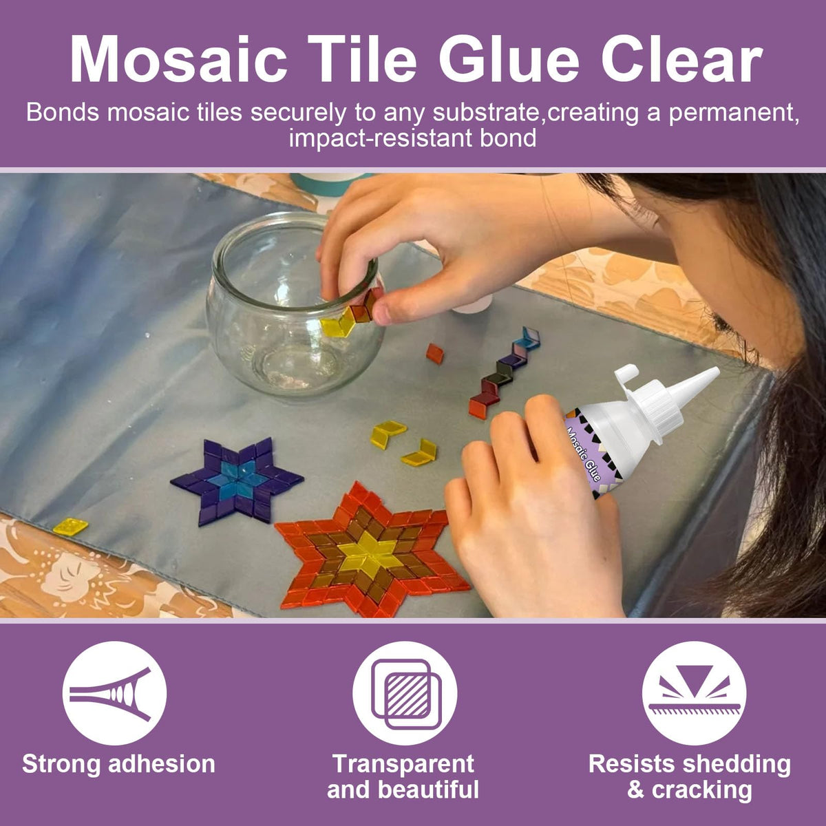 1DFAUL 200g Mosaic Tile Glue Clear, Mosaic Adhesive, Strong Bond, Fast Dry