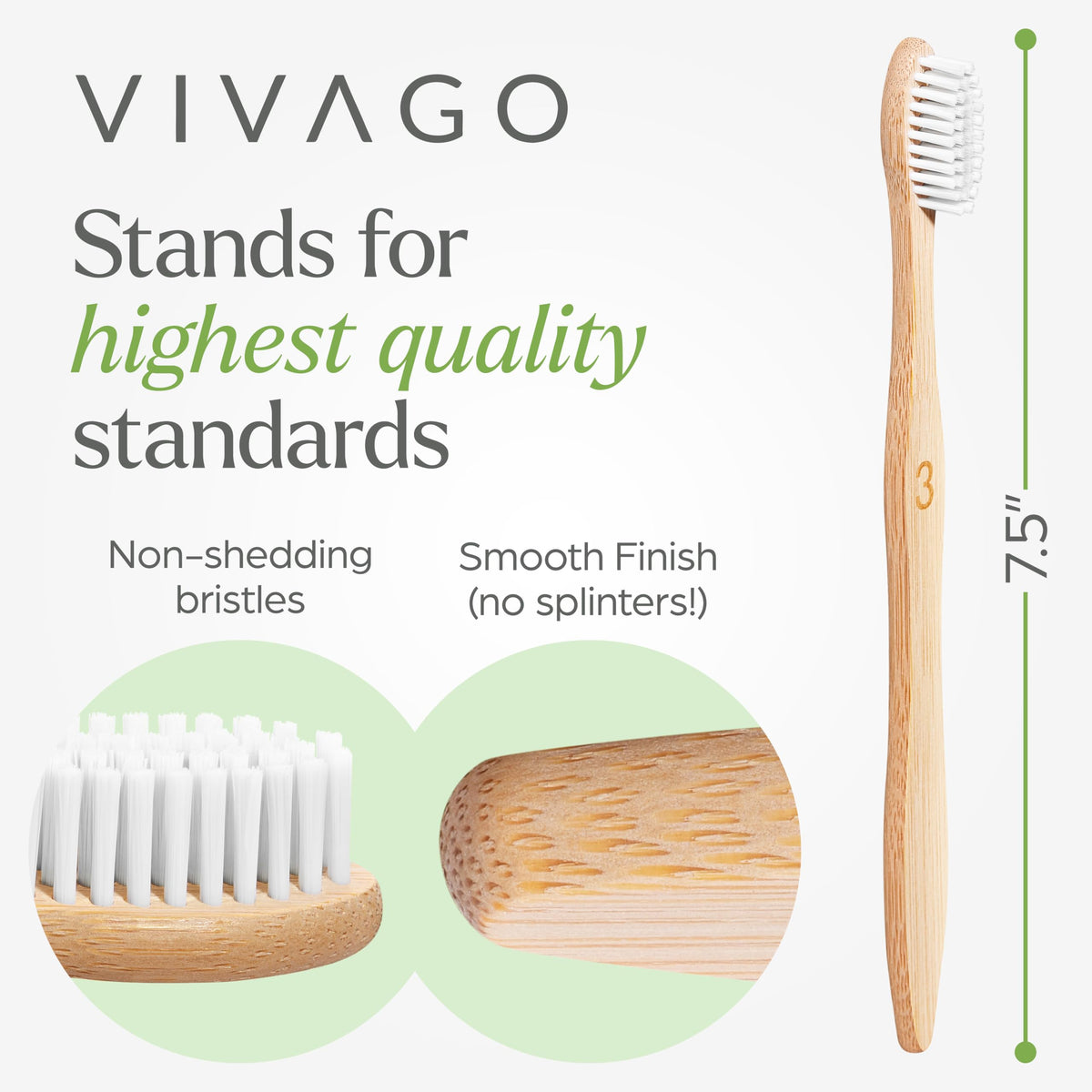 VIVAGO Bamboo Toothbrushes 10 Pack – Plant-Based Soft Bristles