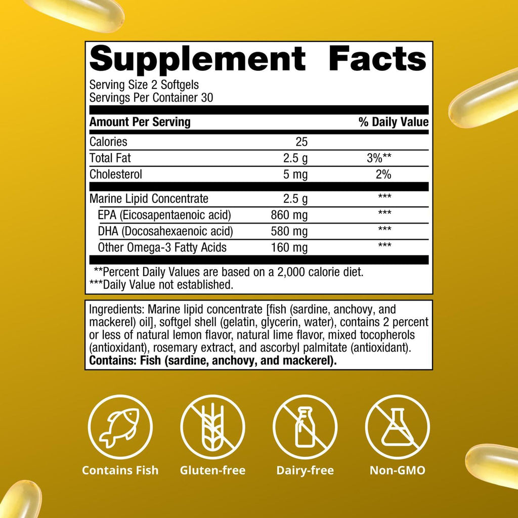 Metagenics OmegaGenics Fish Oil EPA-DHA 720 mg, 60 Softgels | High Potency Omega-3 Supplement, Supports Heart, Joint, Brain and Immune Health, Sustainably Sourced, Purity-Tested Fish Oil
