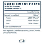 Vital Nutrients Pancreatic Enzymes 1000mg (Full Strength) - Pancreatin Digestion Supplement with Protease, Amylase & Lipase - Digestive Enzymes - Gluten, Dairy, and Soy Free - 90 Capsules