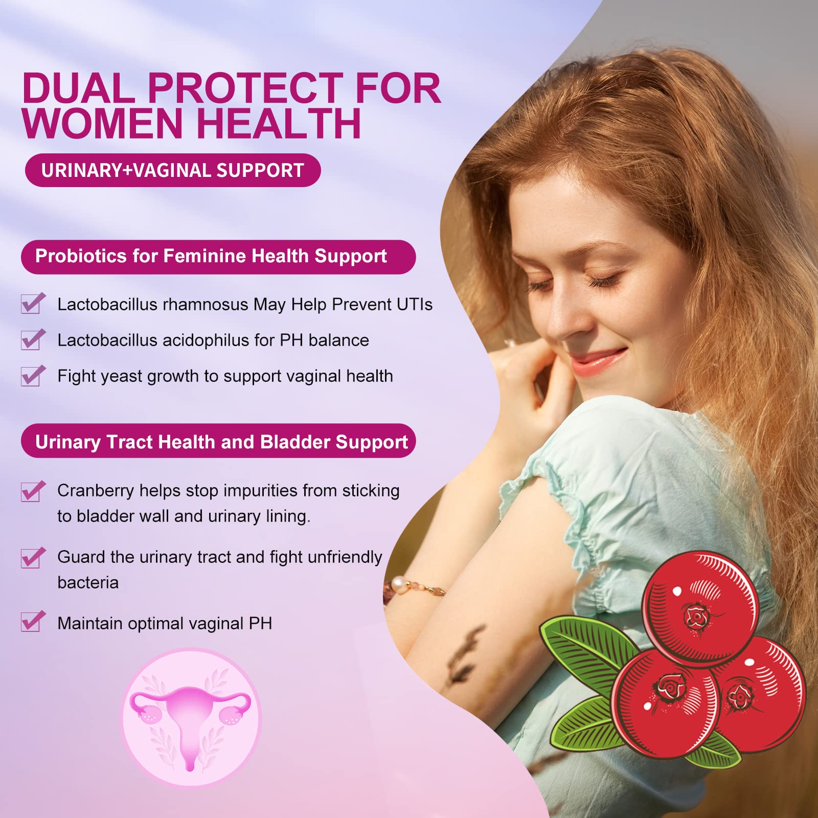 OMOGS 2PCS Women's Probiotic, with Cranberry Extract, Organic Prebiotics & Vitamin C, 120 Billion CFUs,18 Strains, Help for Boost Immune, Digestive, Gut Health & Women's Health, 240 Tablets
