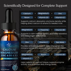 (2 Pack) 10 in 1 Magnesium Calcium Zinc Supplement with Vitamin C D3 K2, Glycinate Mag Vegan Liquid Drops Plus L-Theanine Boron Sea Moss Extract, Immune Support, Bone, Sleep & Leg Cramps, 1 Fl Oz