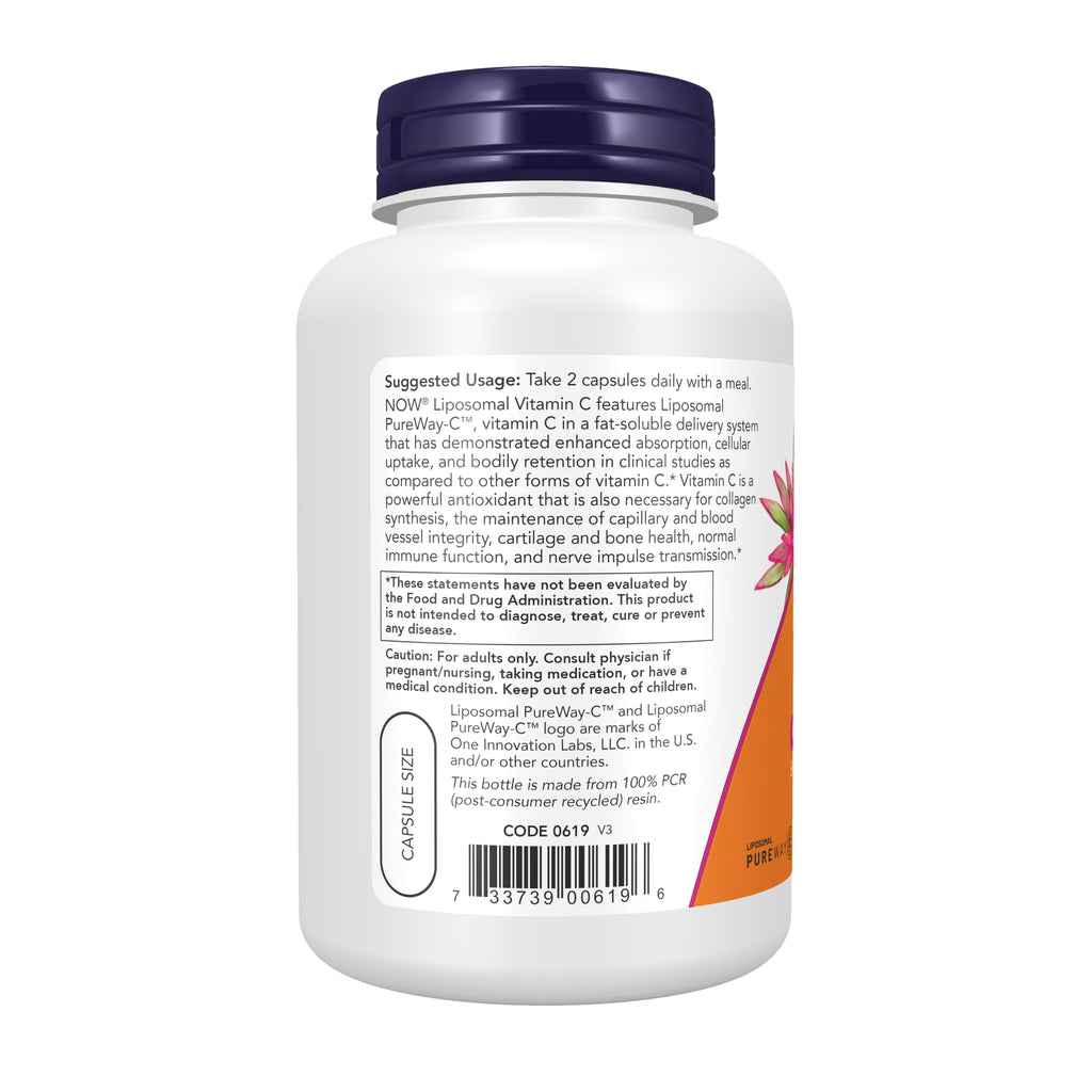 NOW Supplements, Liposomal Vitamin C, Immune & Collagen Support, 120 Veg Capsules