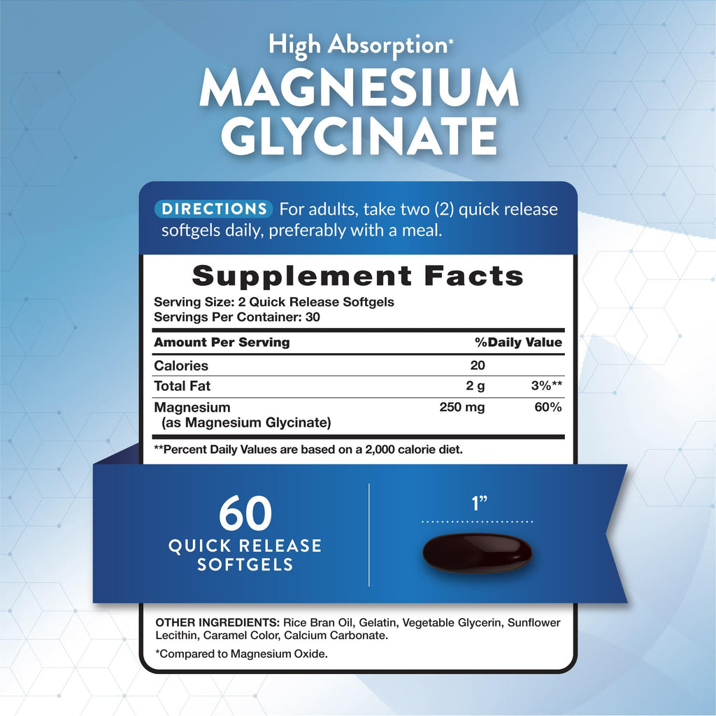 Nature's Truth Magnesium Glycinate Softgels | 250mg | 60 Pills