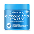 SilkyShark Glycolic Acid 20% Resurfacing Pads (60 Count), 20% Ultra Pure Glycolic Acid + 2% Salicylic Acid, Exfoliating Peel Pads for Face & Body, Effective Chemical with Vitamin B&C&E