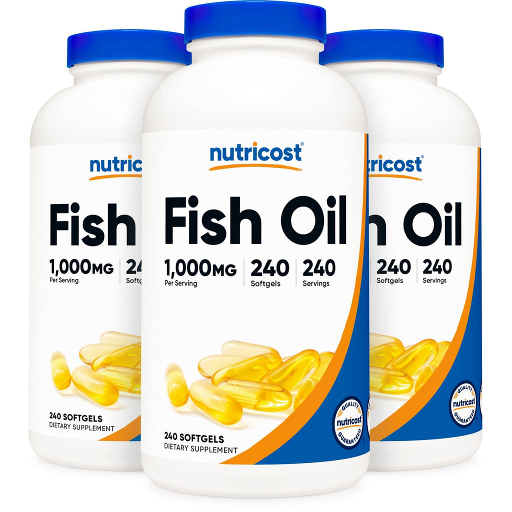 Nutricost Fish Oil Omega 3 Softgels with EPA & DHA (1000mg of Fish Oil, 560mg of Omega-3), 240 Softgels, Non-GMO, Gluten Free. (Pack of 2)