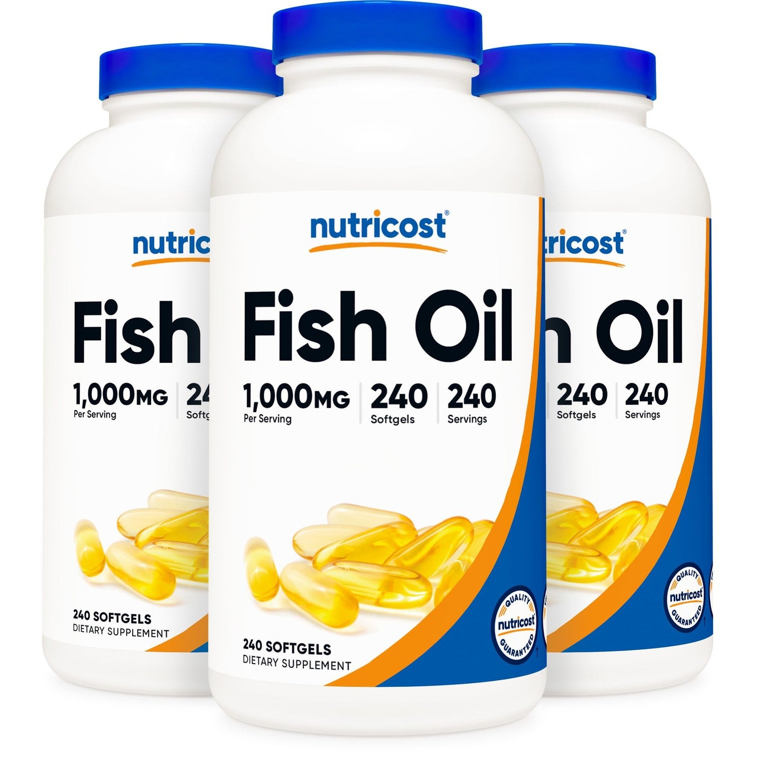 Nutricost Fish Oil Omega 3 Softgels with EPA & DHA (1000mg of Fish Oil, 560mg of Omega-3), 240 Softgels, Non-GMO, Gluten Free. (Pack of 2)
