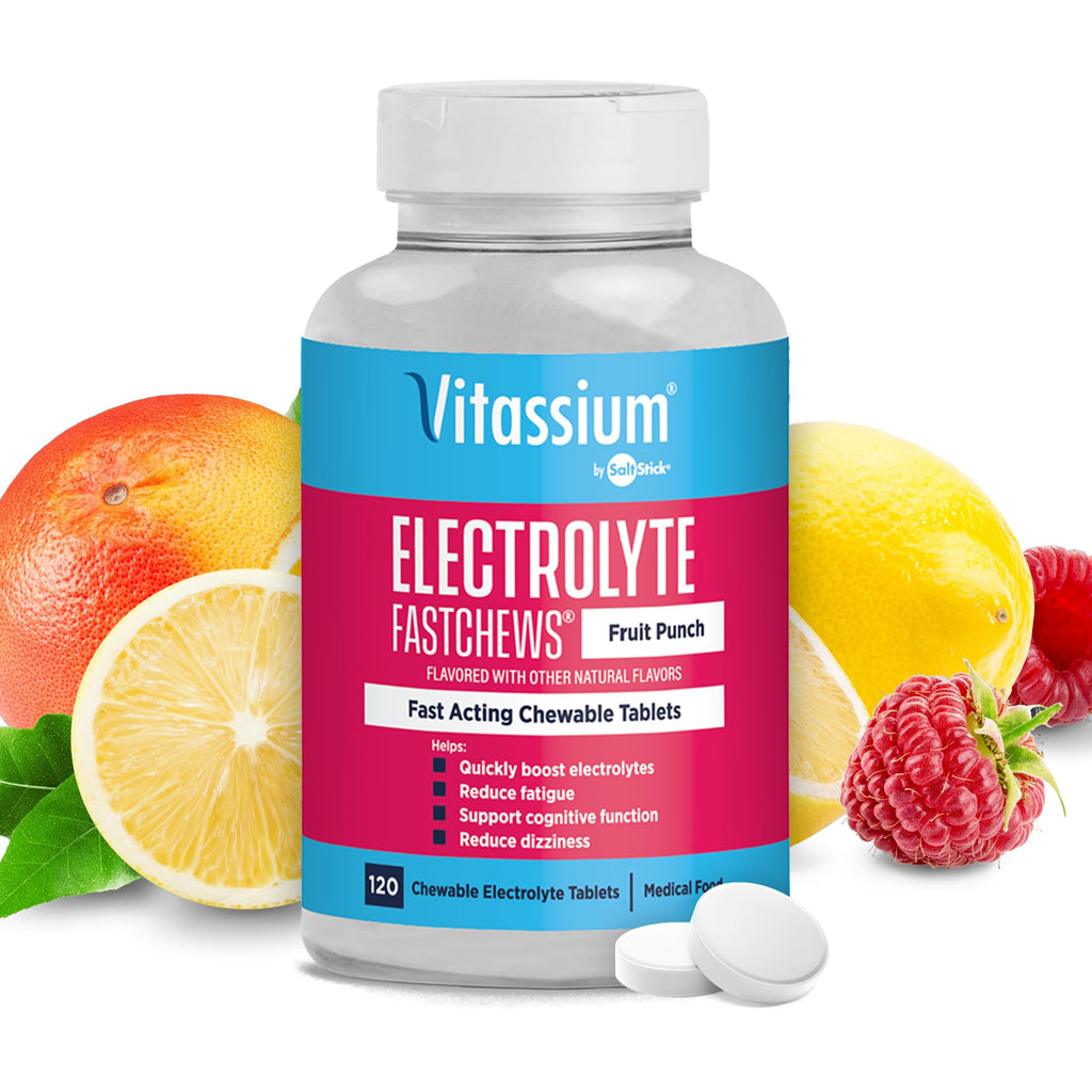 Vitassium FastChews, Chewable Electrolyte Tablets for Management of POTS and High Sodium Diets, Fast-Acting Sodium Tablets, Strawberry Lemonade, 60 Count