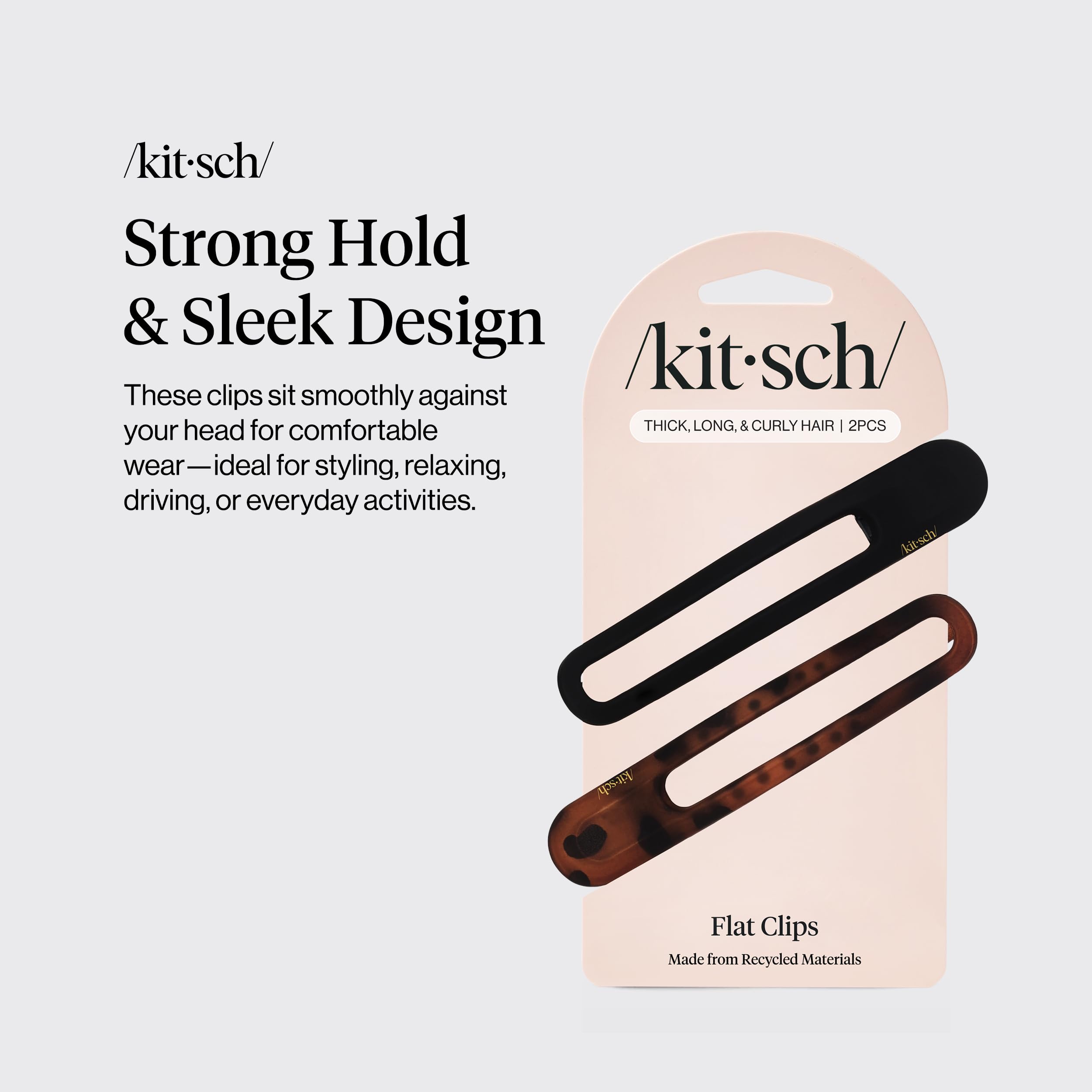 Buy now Kitsch Flat Hair Clips for Women - Strong Hold, No Slip Grip Flat Claw Clips | Sleek Curved Design For Comfortable Look | Hair Accessories For Girls | Ideal Gifts for Women - Black & Tortoise, 2pcs at indiglob india