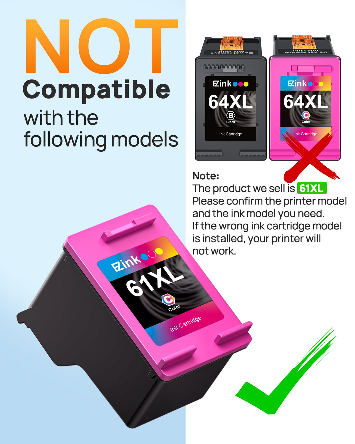 61XL 61 Ink Cartridges 4500 5530 for HP Ink 61XL Black and Color Combo Pack