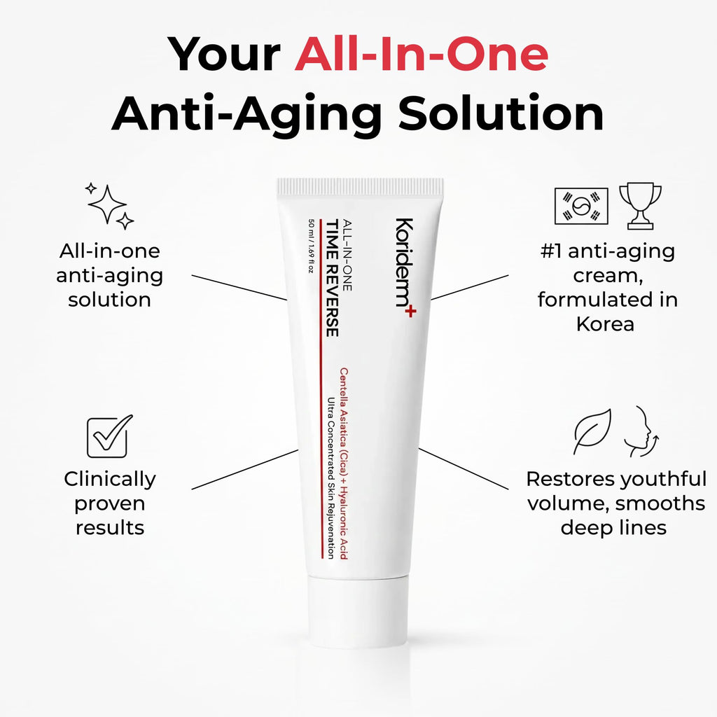 Time Reverse Cream, Korean Skin Care Face Moisturizer, 1.69 Fl Oz | Korean Skin Care Cream with Centella Asiatica, Collagen and Hyaluronic Acid in One Tube, Deep Hydration, Fast Absorption