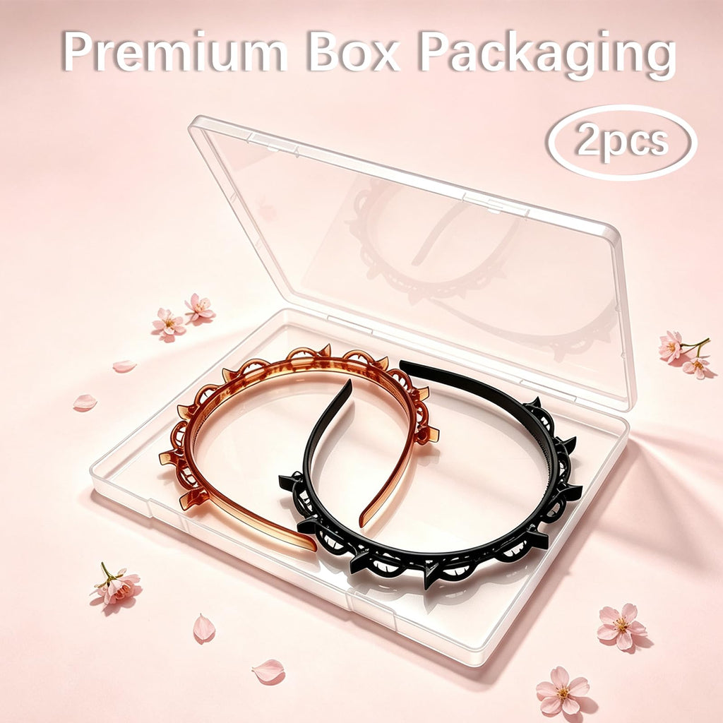 2 Pcs Braided Bangs Headband with Teeth, Professional Weaving Clip | Invisible Fringe Styling Tool for Women Girls, for Fine or Thick Hair