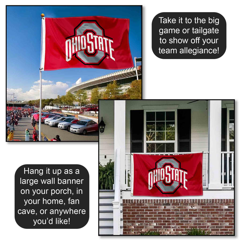 College Flags & Banners Co. Ohio State Buckeyes Polyester Outdoor 3x5 Grommet Banner Flag