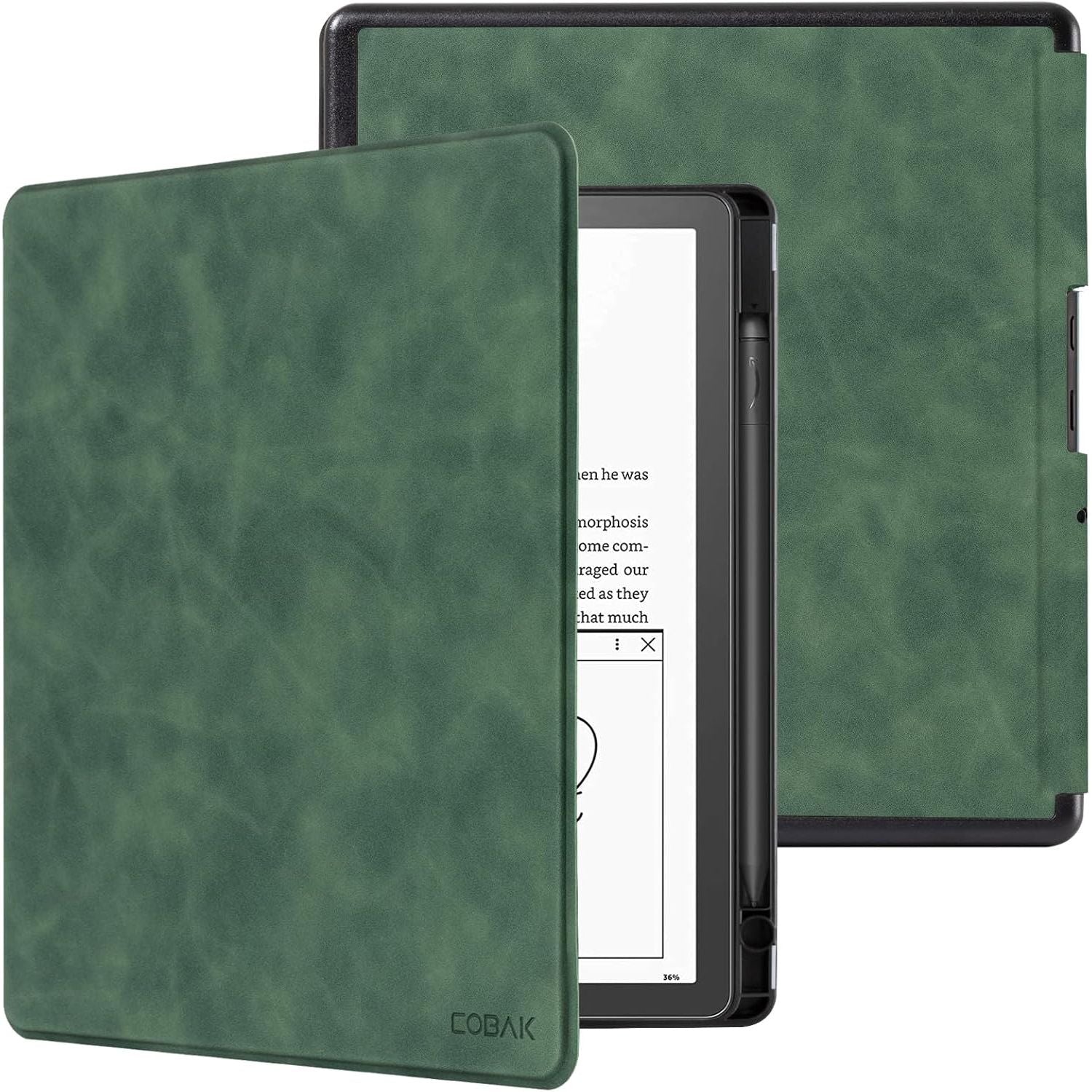 Buy now CoBak Case for Kindle Scribe - All New PU Leather Cover with Auto Sleep Wake Feature for Kindle Scribe 10.2" 2022 & 2024 Released with Pen Holder Emerald at indiglob india