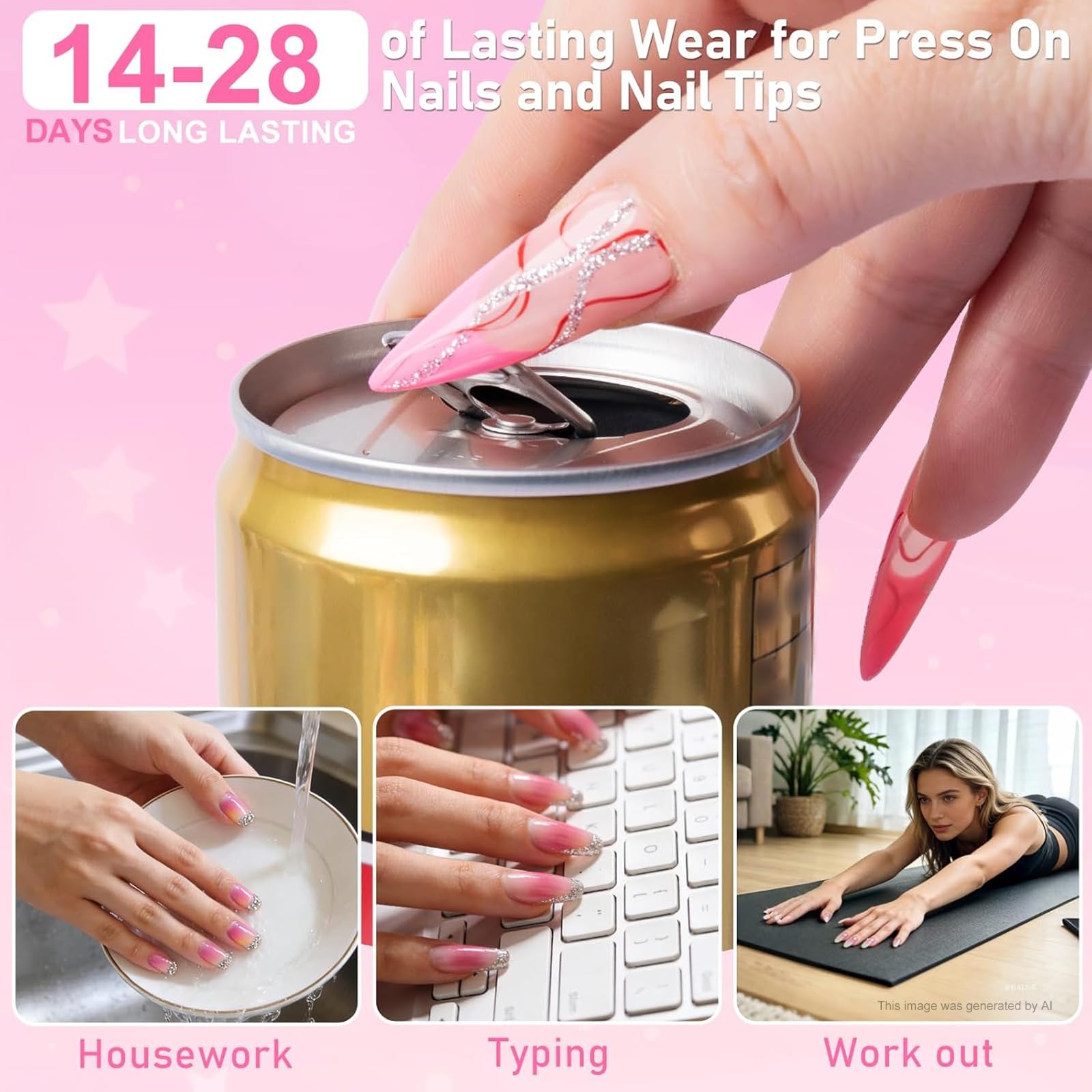 MEKK Nail Glue,Super Strong Nail Glue for Press Ons,Acrylic Nails,Nail Tips | 2g X 12Pcs,4 Weeks Long-Lasting,3-5s Quick Air Dry,Safe Formula,Professional Nail Glue for Home DIY & Salon Use,Nail Supplies