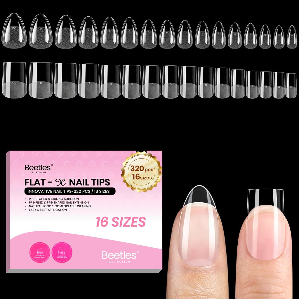 Buy now beetles Gel Polish 2Pcs 15ml Nail Glue Kit for Acrylic Nails, 5 in 1 Super Strong Brush in Nail Gel Glue for False Nails Tips and Gel Nail Polish Led Lamp Required 8-2-Short Almond Square 320pcs (Flat-X Nail Tips) at indiglob india
